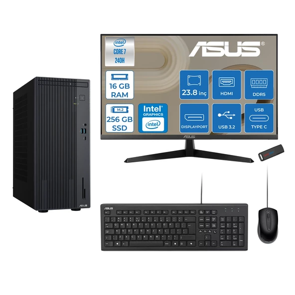 Asus Expertcenter P500MV Intel® Core™ Ultra 7 240H 5.2ghz Aı 16GB Ddr5 256GB SSD 23.8"120Hz Intel® Graphics Freedos Mini Tower Masaüstü Bilgisayar D724016512B0DF01+ZETTAUSBBELLEK ürün görseli 1