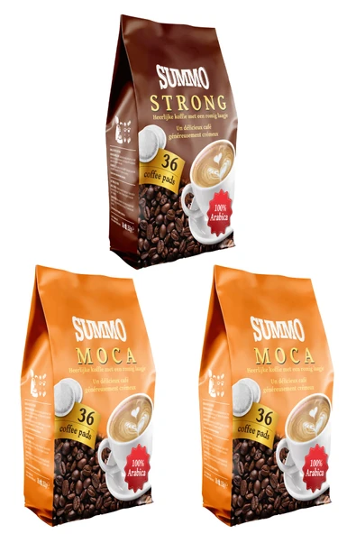 SUMMO 1 Adet Strong Ve 2 Adet Moca 108’li Avantaj Paketi (36x3 Paket) Senseo Pads Kahve Kapsülü ürün görseli 1