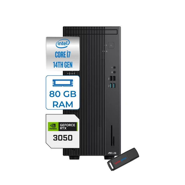 Asus Expertcenter D501MER  Intel® Core™ İ7-14700 80GB Ddr5 1tb SSD 6GB/RTX3050 WIN11HOME Mini Tower Masaüstü Bilgisayar WD501MER23H28+ZETTAUSBBELLEK ürün görseli 1