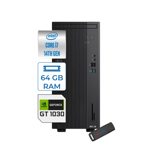 Asus Expertcenter D501MER  Intel® Core™ İ7-14700 64GB Ddr5 256GB SSD 4GB/GT1030  Freedos Mini Tower Masaüstü Bilgisayar WD501MER21F21+ZETTAUSBBELLEK ürün görseli 1