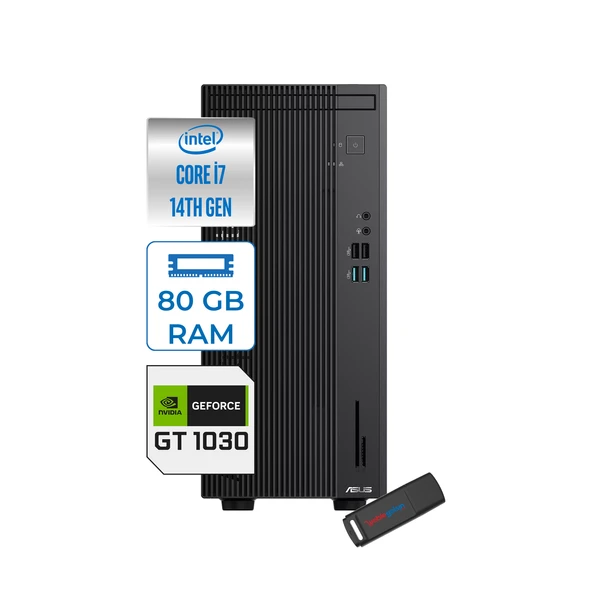 Asus Expertcenter D501MER  Intel® Core™ İ7-14700 80GB Ddr5 4tb SSD 4GB/GT1030  WIN11HOME Mini Tower Masaüstü Bilgisayar WD501MER21H30+ZETTAUSBBELLEK ürün görseli 1