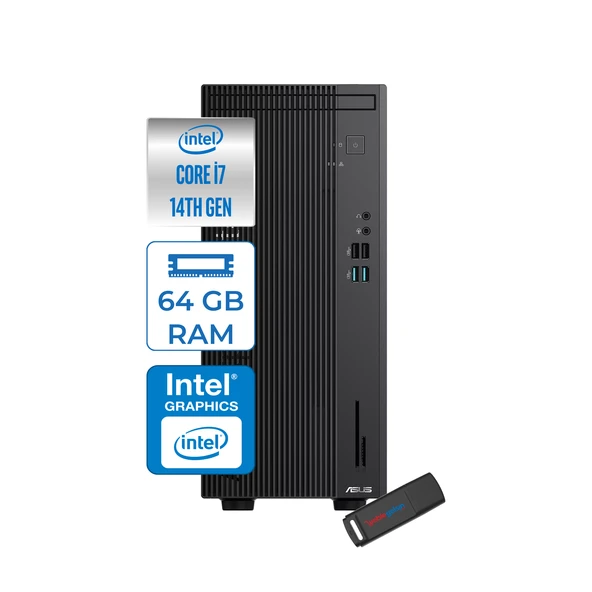 Asus Expertcenter D501MER  Intel® Core™ İ7-14700 64GB Ddr5 4tb SSD Intel® UHD Graphics 770 Freedos Mini Tower Masaüstü Bilgisayar WD501MERF25+ZETTAUSBBELLEK ürün görseli 1