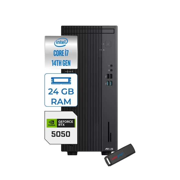 Asus Expertcenter D501MER  Intel® Core™ İ7-14700 24GB Ddr5 512GB SSD 8GB/RTX5050 WIN11HOME Mini Tower Masaüstü Bilgisayar WD501MER27H07+ZETTAUSBBELLEK ürün görseli 1