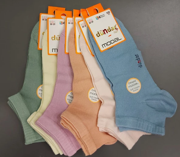 DÜNDAR 8047 KIZ ÇOCUK PASTEL RENKLİ MODAL PATİK ÇORAP 6 ADET ürün görseli 1