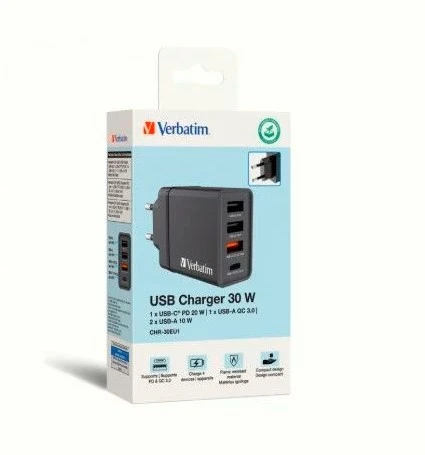 Verbatim USB 30W Şarj Aleti (Siyah) ürün görseli 1