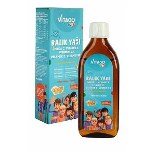 Vitago Kids Balık Yağı Omega 3 Vitamin A D3 E K2 İçeren Şurup 150 ml ürün görseli 1