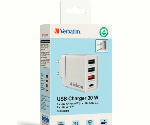 Verbatim USB 30W Şarj Aleti(Beyaz) ürün görseli 1