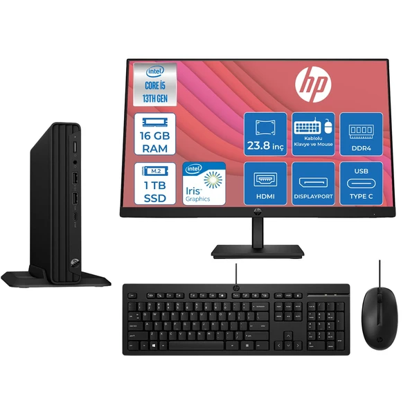 Hp Pro Mini 400 G9 Intel I5 1335U 4,6ghz 16GB 1tb SSD Intel® Iris® Xe+23.8 Mon 100Hz Freedos Mini Masaüstü Bilgisayar A55C4ETZF03+ZETTAUSBBELLEK ürün görseli 1