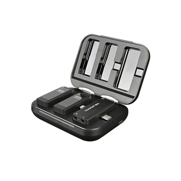 Takstar V4 Dual Android ve iOS Uyumlu Kablosuz Yaka Video Mikrofonu 2 Vericili  2.4Ghz Type-C/IPhone/IPad ürün görseli 1