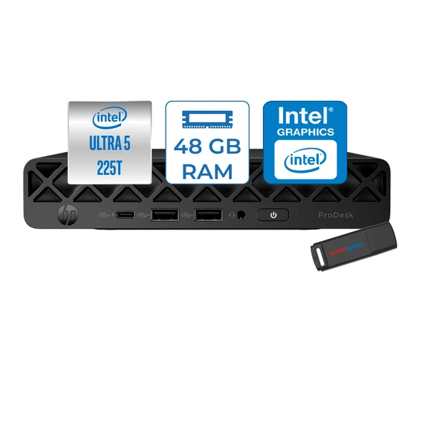 Hp Prodesk 4 Mini G1I Intel® Core™ Ultra 5 225T 4,9ghz 48GB Ddr5 512GB SSD Intel®graphics Freedos Mini Masaüstü Bilgisayar BY6X8ETF17+ZETTAUSBBELLEK ürün görseli 1