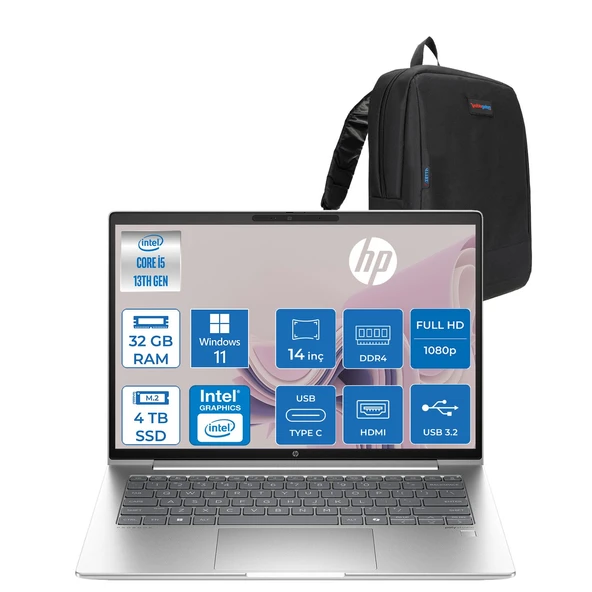 Hp Probook 440 G10 Intel Core I5-1334U 32GB 4tb SSD Intel® Iris® Xe Graphics 14"fhd 1920X1080 IPS WIN11HOME Taşınbilir Bilgisayar B2PH4ESH15+ZETTAÇANTA ürün görseli 1