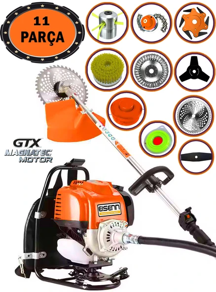 Eisenn Germany 11X BLITZ PRO Sırt Tipi Benzinli Ot Çalı Çim Biçme Tırpanı+ 11 PCS Full Set Halı Yıkamalı ürün görseli 1