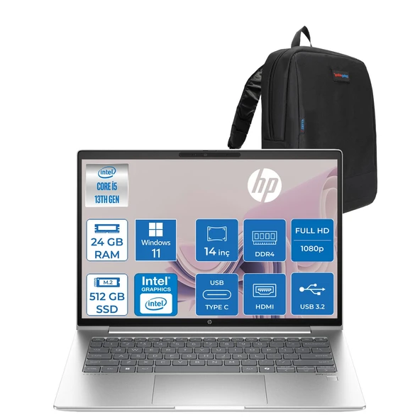 Hp Probook 440 G10 Intel Core I5-1334U 24GB 512GB SSD Intel® Iris® Xe Graphics 14"fhd 1920X1080 IPS WIN11HOME Taşınbilir Bilgisayar B2PH4ESH07+ZETTAÇANTA ürün görseli 1