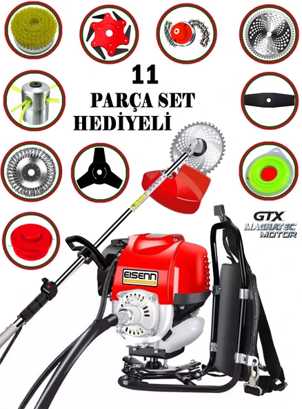 Eisenn Germany RBX-11 VORTEX Sırt Tipi Benzinli Ot Çalı Çim Biçme Tırpanı+ Efsane Set Halı Yıkamalı ürün görseli 1
