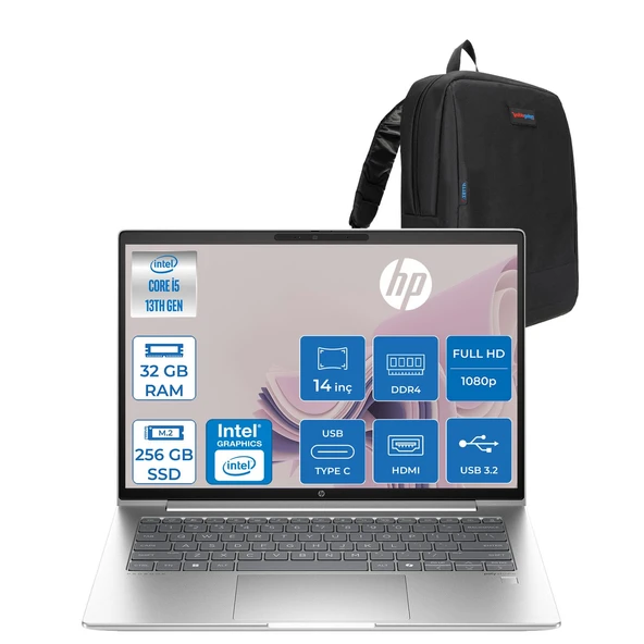 Hp Probook 440 G10 Intel Core I5-1334U 32GB 256GB SSD Intel® Iris® Xe Graphics 14"fhd 1920X1080 IPS Freedos Taşınbilir Bilgisayar B2PH4ESF11+ZETTAÇANTA ürün görseli 1