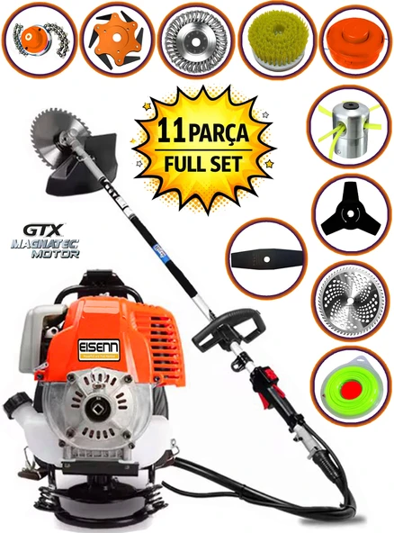 Eisenn Germany GX-11 MAXTORQ Sırt Tipi Benzinli Ot Çalı Çim Biçme Tırpanı+ Tam Takım Halı Yıkamalı ürün görseli 1