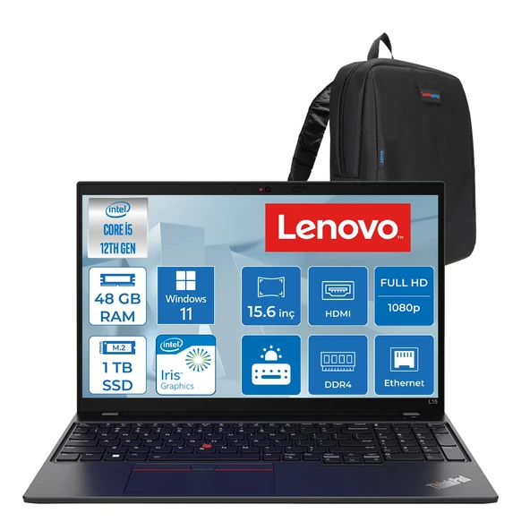 Lenovo Thinkpad L15 Gen 3 Intel Core I5-1235U 48GB 1tb SSD Intel® Iris® Xe Gpu 15.6" Fhd (1920X1080) IPS WIN11PRO Taşınbilir Bilgisayar 21C3006ETXP18+ZETTAÇANTA ürün görseli 1