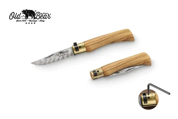 Antonini Old Bear 8cm Zeytin Ağacı Saplı Damascus M Çakı ürün görseli 1