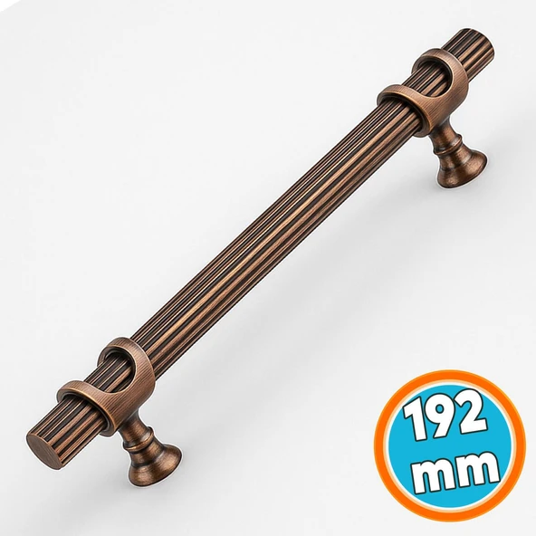 Mobilya Çekmece Dolap Kapak Kulpu Dayanıklı Kulpları Çizgili 192 mm Soft Antik Bakır Metal ürün görseli 1