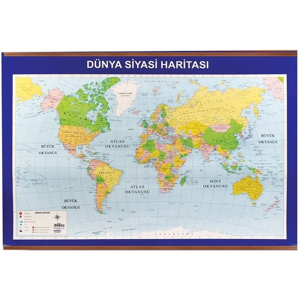 DÜNYA SİYASİ ve FİZİKİ HARİTASI (Çıtalı) ürün görseli 1