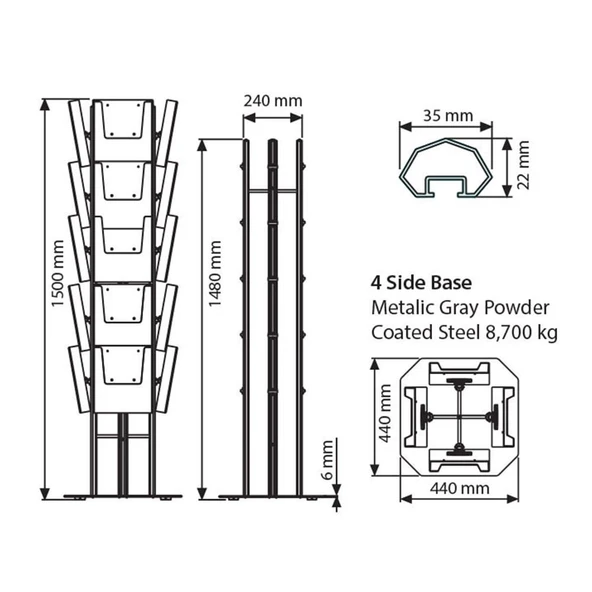 Multi Side Ayaklı Broşürlük Dörtgen 4x5 A4 - Resim 9