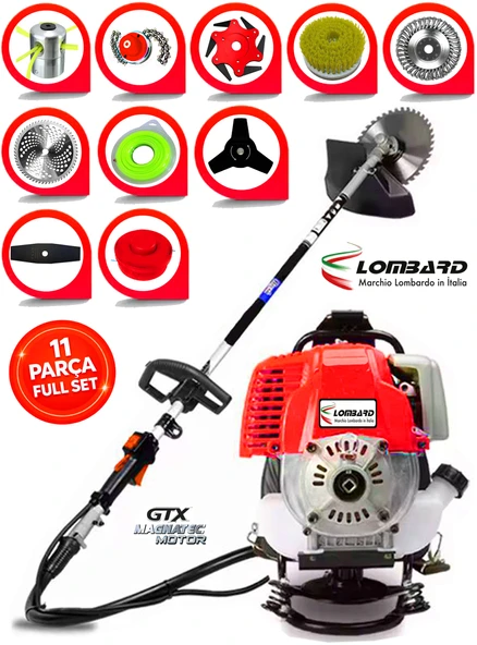 Cros Lombard Italy FRX-11 GRANDE Sırt Tipi Benzinli Ot Çalı Çim Biçme Tırpanı+ Tam Bahçe Setli Halı Yıkamalı ürün görseli 1