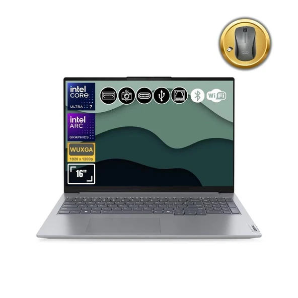 Lenovo Thinkbook 21MS008RTR Atl106 Ultra7-155H 48GB Ram 2TB SSD Arc Graphics 16" Fdos Notebook+Mouse ürün görseli 1
