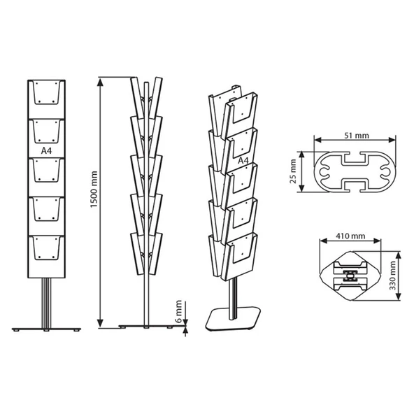 Multi Side Ayaklı Broşürlük Çift Yön 2x5 A4 - Resim 10