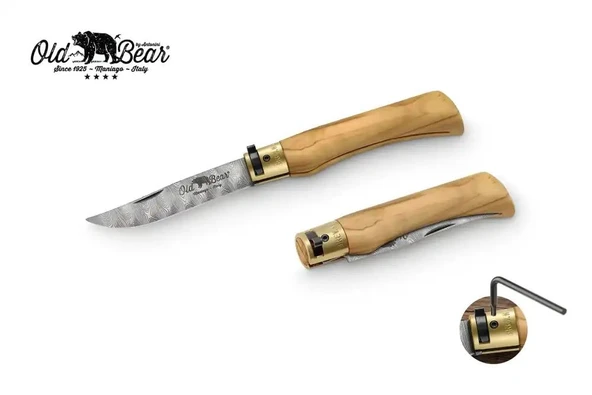 Antonini Old Bear 9cm Zeytin Ağacı Saplı Damascus L Çakı ürün görseli 1