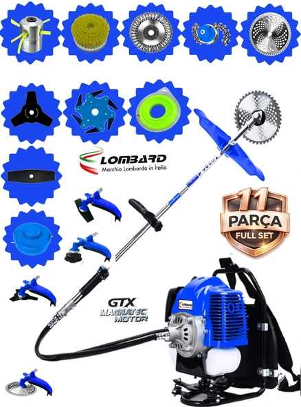 Cros Lombard Italy 11-XL ROYALE Sırt Tipi Benzinli Ot Çalı Çim Biçme Tırpanı+ FULL Bahçe Setli Hali Yıkamalı ürün görseli 1