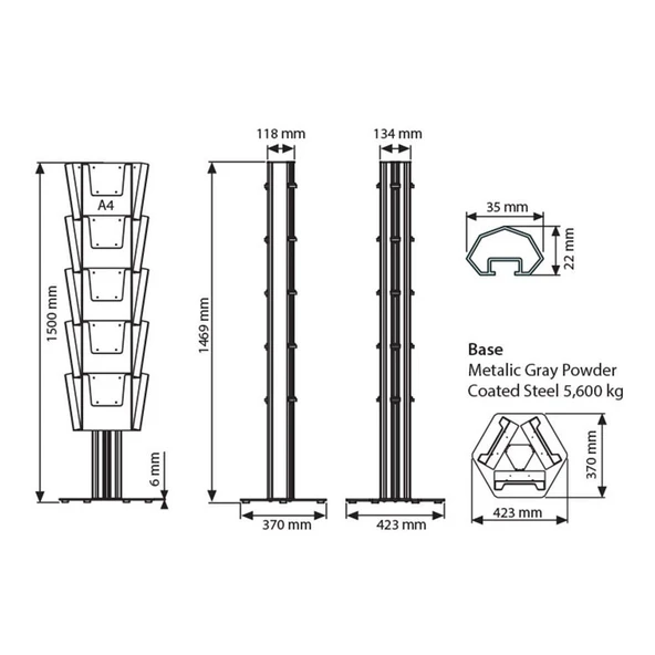 Multi Side Ayaklı Broşürlük Üçgen 3x5 A4 - Resim 9