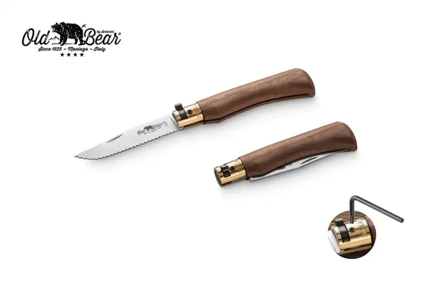 Antonini Old Bear 8cm Tırtıklı Ceviz Ağacı Saplı M Çakı ürün görseli 1