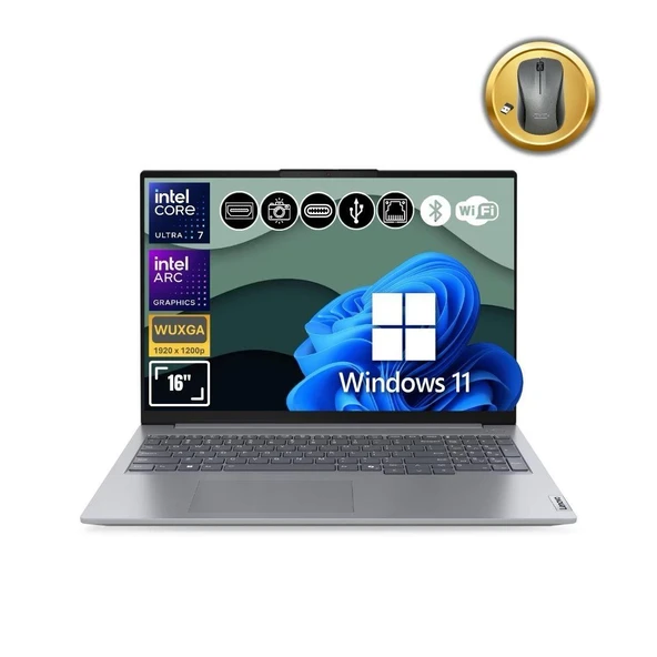 Lenovo Thinkbook 21MS008RTR Atl127 Ultra7-155H 48GB Ram 1TB SSD Arc Graphics 16" W11Pro Notebook+Mouse ürün görseli 1