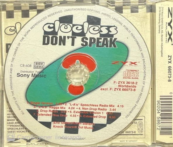 Clueless Don't Speak Club Version Maxi Single CD - Resim 2