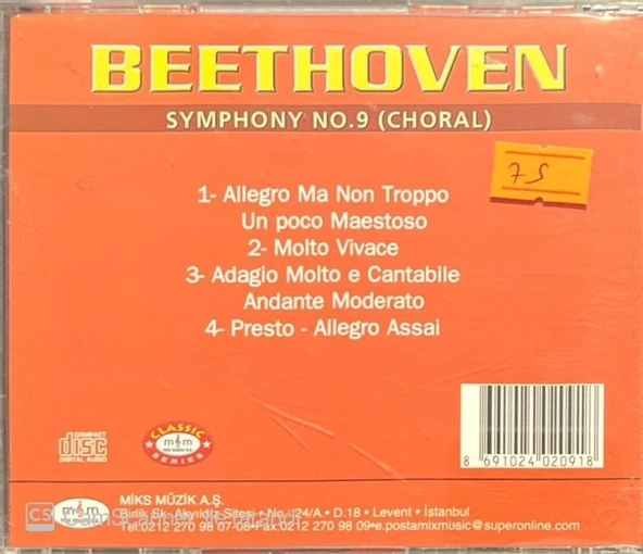 Beethoven Symphony No.9 (Choral) CD - Resim 2