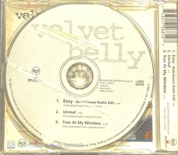 Velvet Belly Easy Maxi Single CD - Resim 2