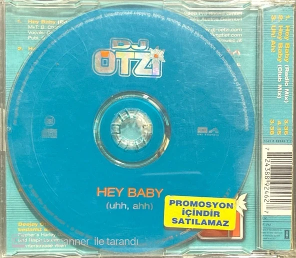 Dj. Otzi Hey Baby Maxi Single CD - Resim 2