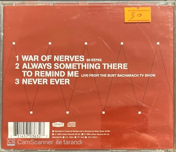 All Saints War Of Nerves Maxi Single CD - Resim 2
