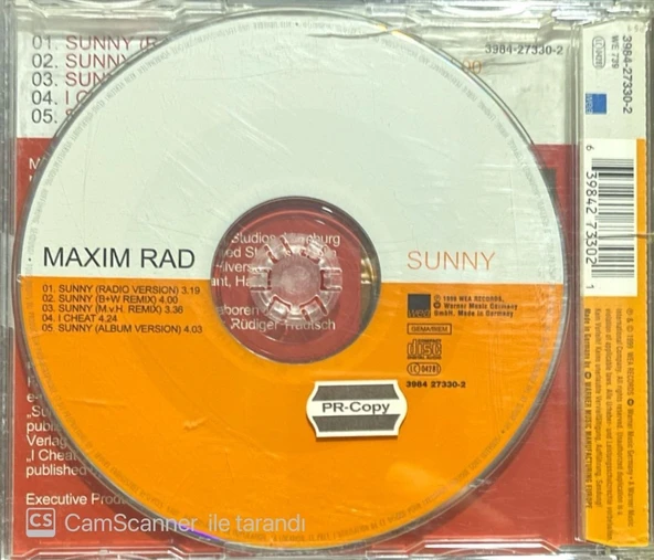 Maxim Rad Sunny Maxi Single CD - Resim 2