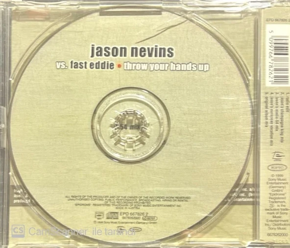 Jason Nevins vs. Fast Eddie Throw Your Hands Up Maxi Single CD - Resim 2