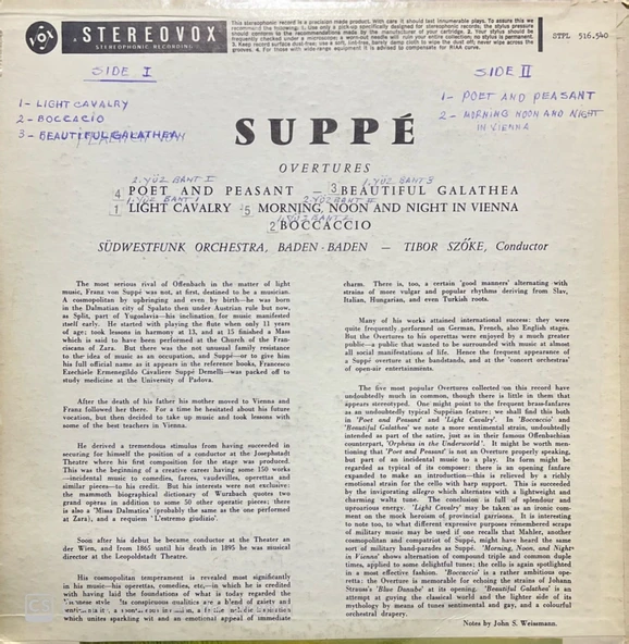 Suppe Overtures LP Plak - Resim 2