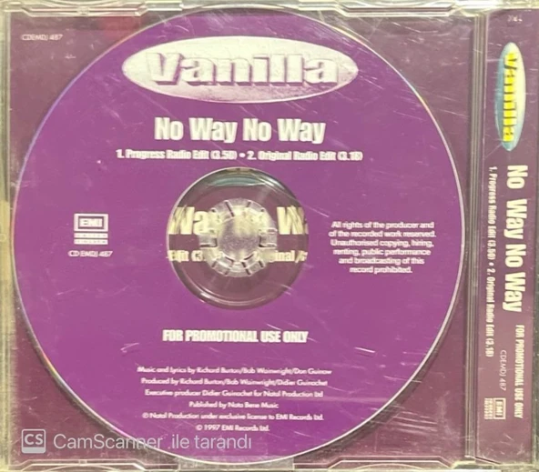 Vanilla No Way No Way Maxi Single CD - Resim 2