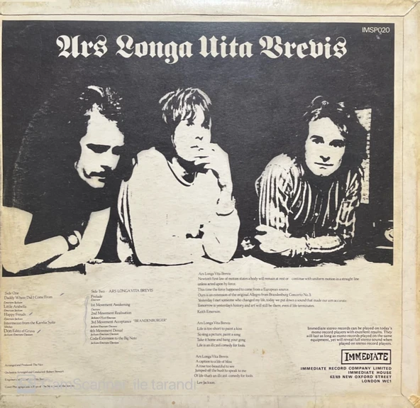 The Nice Ars Longa Vita Brevis LP Plak - Resim 2