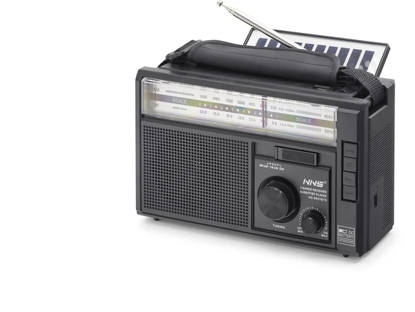 Bluetooth Solar Panelli Fm Radyo Usb Tf Nostaljik Hoparlör - Siyah NS9951BTS ürün görseli 1