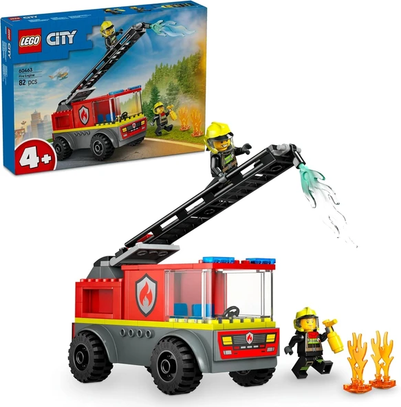 LEGO City Merdivenli İtfaiye Kamyonu 60463-4 Yaş ve Üzeri Çocuklar için Yaratıcı Oyuncak Yapım Seti, Doğum Günü Hediyesi ürün görseli 1