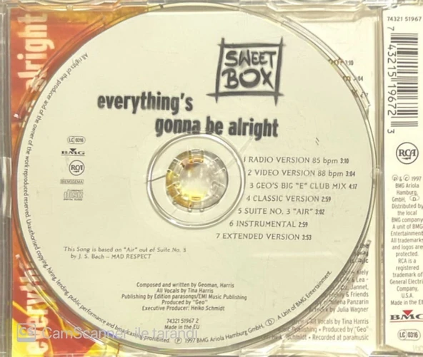 Sweet Box Everything's Gonna Be Alright Maxi Single CD - Resim 2