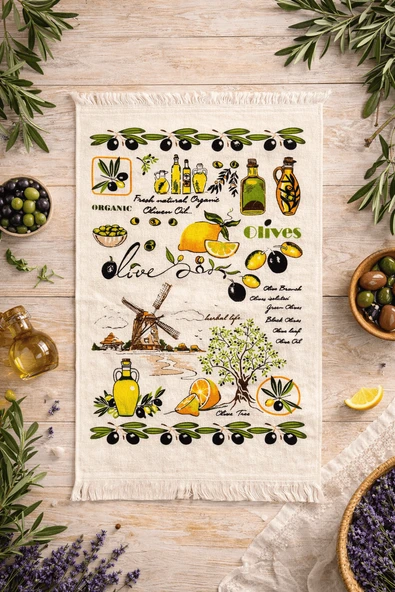 %100 Pamuk Saçaklı Dijital Baskı El&Yüz Havlusu 40x60 cm-Yumuşak Doku,Yüksek Su Emici Mutfak Havlusu ürün görseli 1