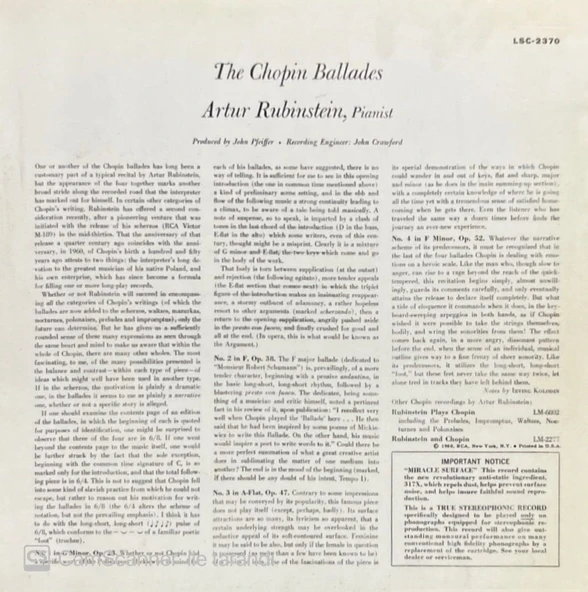 Rubinstein The Chopin Ballades & Scherzos CD - Resim 2