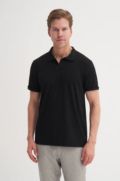 Cazador  Polo  T-shirt Erkek Regular Fit  Viskon 42040 Siyah ürün görseli 1