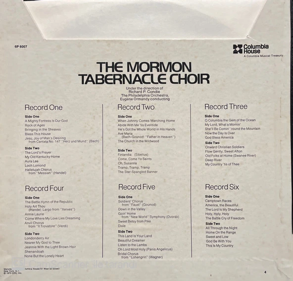 The Mormon Tabernacle Choir 6 LP Box Set Plak - Resim 2